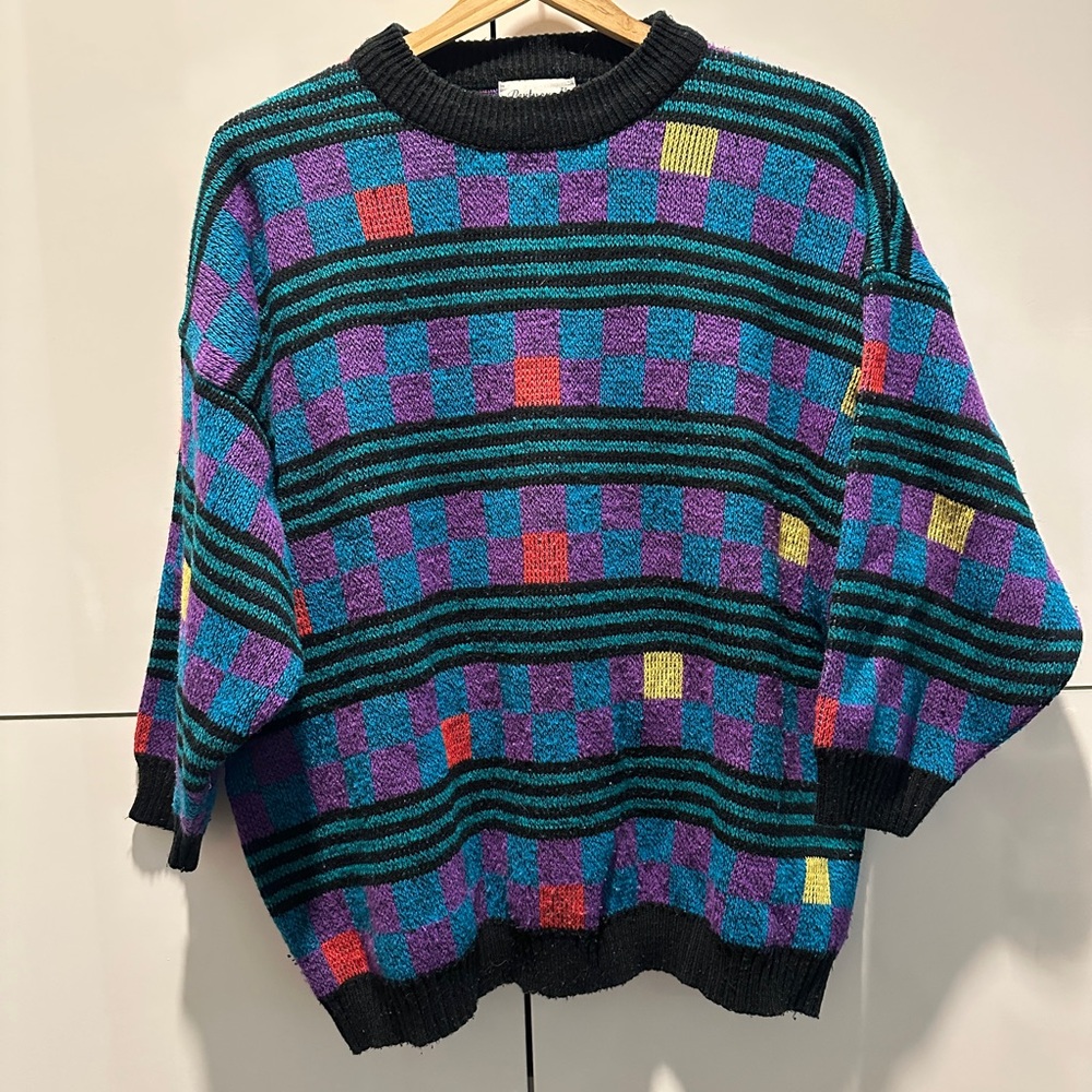 Colorful Checkered Women's Sweater
